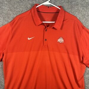 Ohio State Buckeyes Nike‎ Polo Shirt Mens 2XL Red Lightweight Logo Swoosh